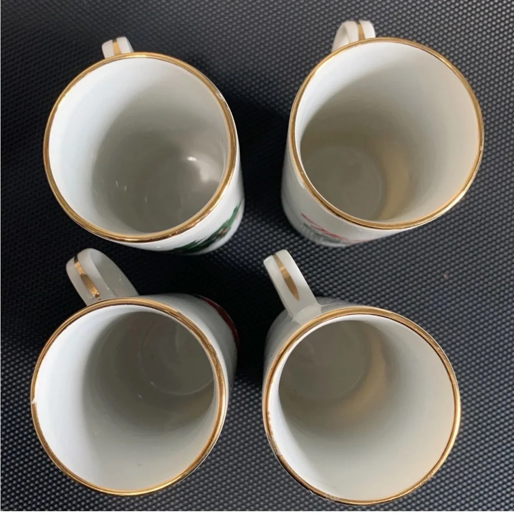 Festive Holiday Mug Set 4 - White with Christmas Designs Fairmont porcelain - Picture 2 of 6